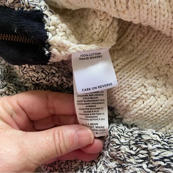 Like new L.L. Bean Cream and Gray Crew Neck Sweater with Cable Knit Small - Picture 6 of 9